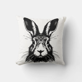 Hare Staring Line Art Kissen