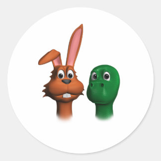 Hare und Tortoise01 Runder Aufkleber