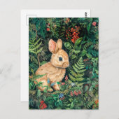 Hare Under Forest Ferns Postkarte (Vorne/Hinten)