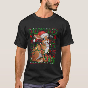 Hare Xmas Lights Ugly Weihnachtsmannmütze Weihnach T-Shirt