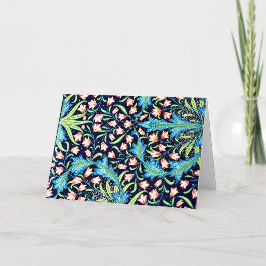 Harebell, Vintag rosa und weiße Blumenmuster Karte (Vorderseite)