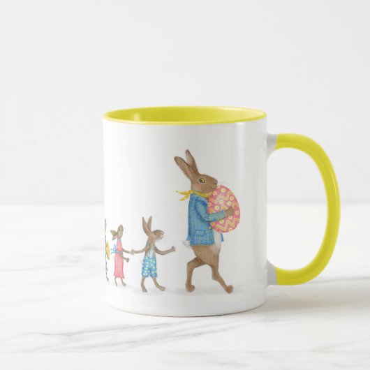 Hares auf einer Ostereierjagd personifizierte Mug Tasse (Rechts)