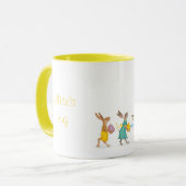 Hares auf einer Ostereierjagd personifizierte Mug Tasse (Vorderseite Links)