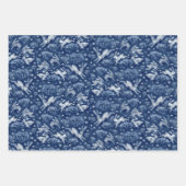 Hares Field Bunnies Kanbits Muster Blau Weiß Geschenkpapier Set (Vorderseite 3)
