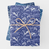 Hares Field Bunnies Kanbits Muster Blau Weiß Geschenkpapier Set (Beispiel)