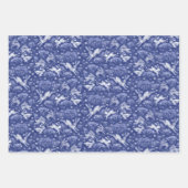 Hares Field Bunnies Kanbits Muster Blau Weiß Geschenkpapier Set (Vorderseite)