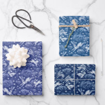 Hares Field Bunnies Kanbits Muster Blau Weiß