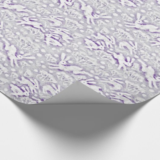 Hares Field Bunnies Kanbits Muster Weiße Violette Geschenkpapier (Ecke)