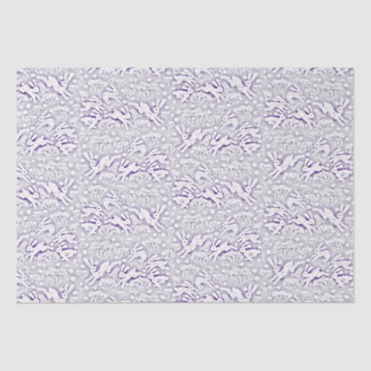 Hares Field Bunnies Kanbits Muster Weiße Violette Seidenpapier (Vorderseite)