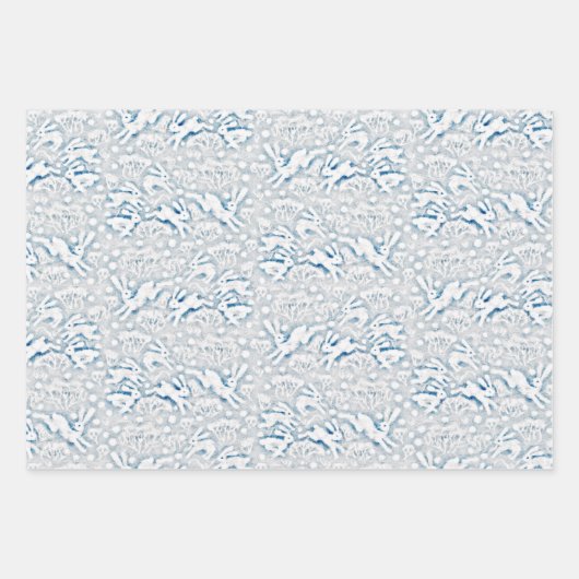 Hares Field Bunnies Kanbits Muster Weißer Schnee Geschenkpapier Set (Vorderseite 2)