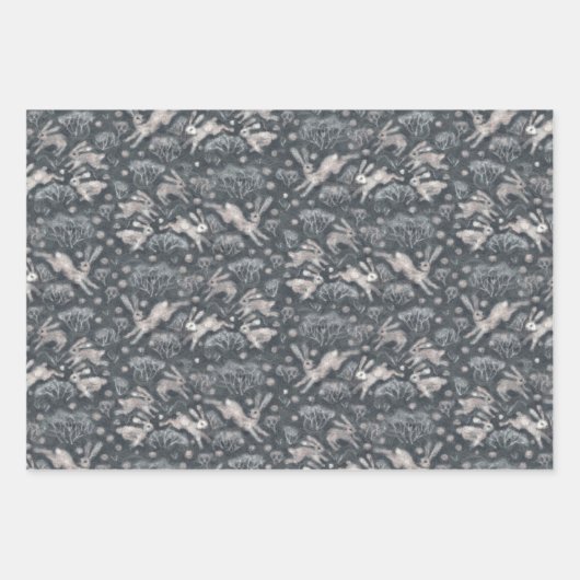 Hares Field Bunnies Kanbits Pattern Earth Shades Geschenkpapier Set (Vorderseite 3)