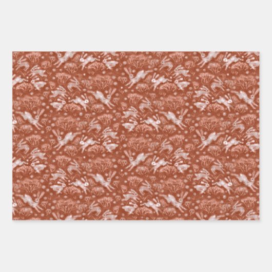 Hares Field Bunnies Kanbits Pattern Earth Shades Geschenkpapier Set (Vorderseite 2)