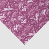 Hares Field Bunnies Kanbits Winter Pattern Fuchsia Seidenpapier (Detail)
