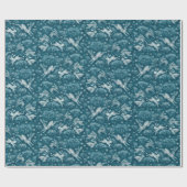 Hares Field Bunnies Kanbits Wintermuster Aquamarin Geschenkpapier (Flach)