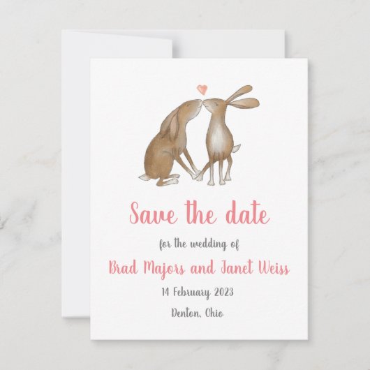Hares Save the Date card (Vorderseite)