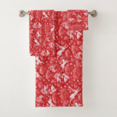 Hares Snow Field Bunnies Rabbit Winter Pattern Red Badhandtuch Set (Insitu)