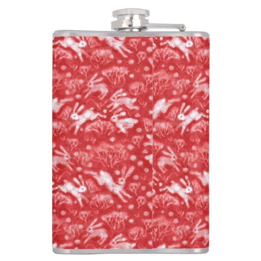 Hares Snow Field White Kanbits Winter Animals Red Flachmann (Rückseite)