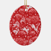 Hares Snow Field White Kanbits Winter Animals Red Keramik Ornament (Rechts)