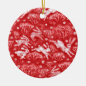 Hares Snow Field White Kanbits Winter Animals Red Keramik Ornament (Vorne)