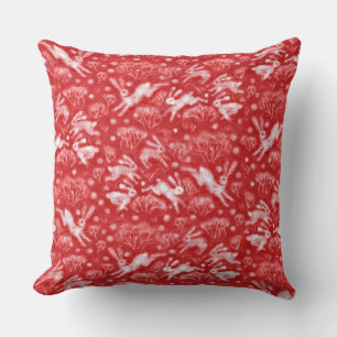 Hares Snow Field White Kanbits Winter Animals Red Kissen