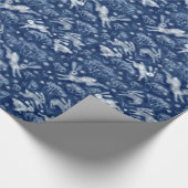 Hares Snow Field White Kanbits Winter Pattern Blau Geschenkpapier (Ecke)