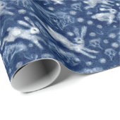 Hares Snow Field White Kanbits Winter Pattern Blau Geschenkpapier (Rolleneckpunkt)