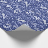Hares Snow Field White Kanbits Winter Pattern Blau Geschenkpapier (Ecke)