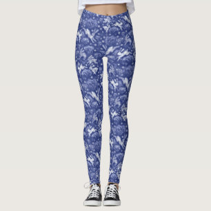 Hares Snow Field White Kanbits Winter Pattern Blau Leggings