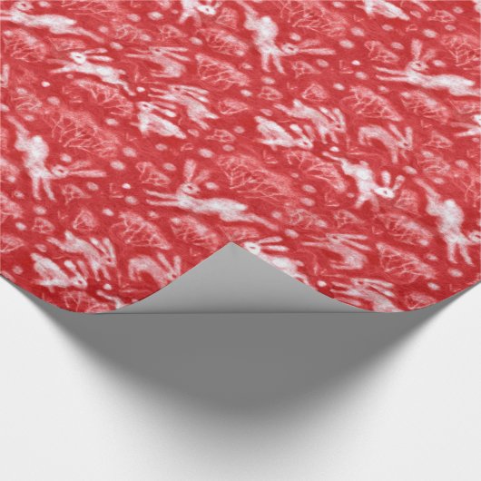 Hares Snow Field White Kanbits Winter Pattern Red Geschenkpapier (Ecke)