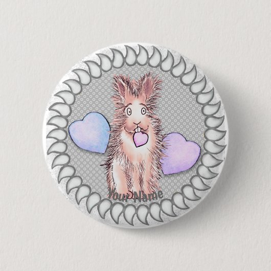 Harey Rabbit Herz Anstecknadel (Vorderseite)