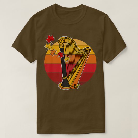 Harf Fall Harpist Herbst Erntedank String Music T-Shirt (Design vorne)