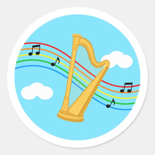 Harfe Aufkleber Himmel Regenbogen Musik Kinder (Vorderseite)