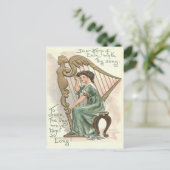 Harfe der Erin Viktorianisch Girl Postkarte (Stehend Vorderseite)