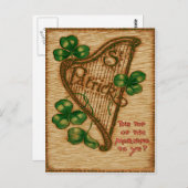 Harfe des Kleeblatts von Erin Postkarte (Vorne/Hinten)