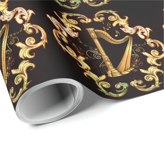 Harfe in der goldenen Farbe Geschenkpapier (Rolleneckpunkt)
