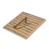 Harfe mit Notenhintergrund Fliese (Seite)