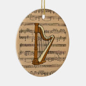 Harfe mit Notenhintergrund Keramikornament (Rechts)