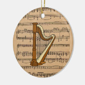 Harfe mit Notenhintergrund Keramikornament (Links)