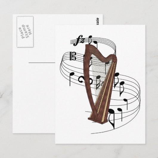 Harfe Postkarte (Vorne/Hinten)