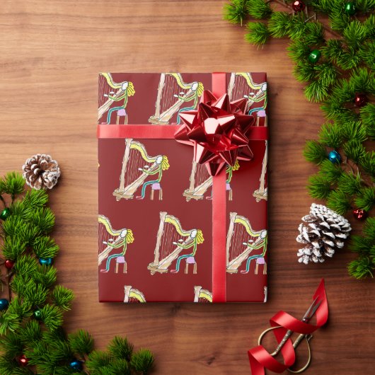 Harfe spielender Stickman Geschenkpapier (Feiertagsgeschenk)