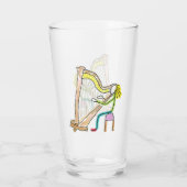 Harfe spielender Stickman Glas (Rückseite)