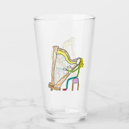 Harfe spielender Stickman Glas