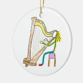 Harfe spielender Stockmann Keramik Ornament (Links)