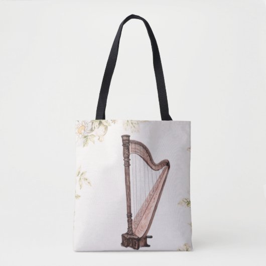 Harfe und Blume Tote Tasche (Vorderseite)