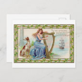 Harfe und Hund, Kleeblatt, St. Patrick's Day, Vint Postkarte (Vorne/Hinten)