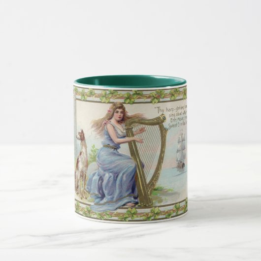 Harfe und Hund, Kleeblatt, St. Patrick's Day, Vint Tasse (Zentrum)