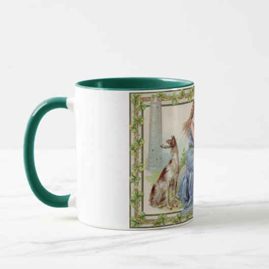 Harfe und Hund, Kleeblatt, St. Patrick's Day, Vint Tasse (Links)