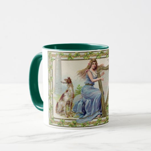 Harfe und Hund, Kleeblatt, St. Patrick's Day, Vint Tasse (Vorderseite Links)