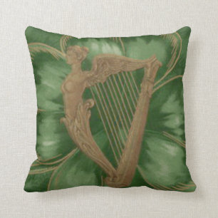 Harfe von Erin Vierblättriges Kleeblatt Green Kissen