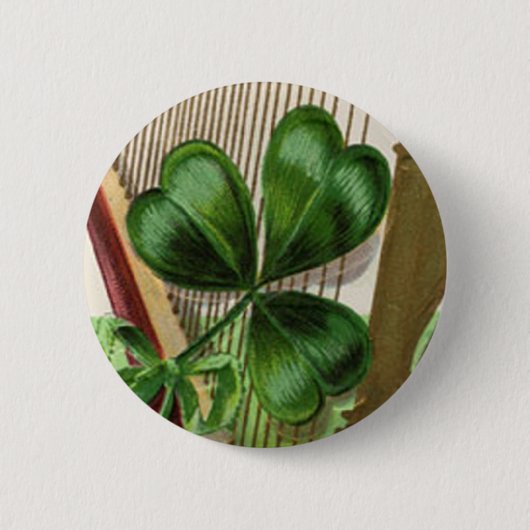 Harfe von Erin Vintage St. Patrick's Day Button (Vorderseite)